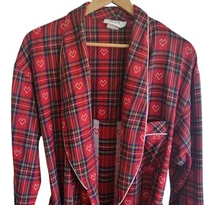 Lanz of Salzburg by Eileen West Robe Red Plaid Hearts Womens